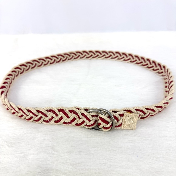 J. Crew Accessories - J. Crew braided nautical rope belt red & cream S/M